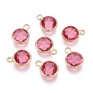 Golden Tone Brass Glass Charms