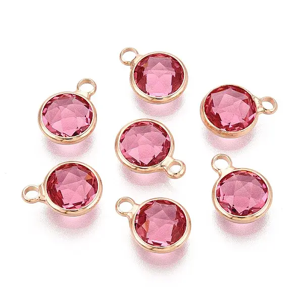 Golden Tone Brass Glass Charms