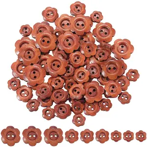120Pcs 3 Styles 2-Hole Wood Buttons