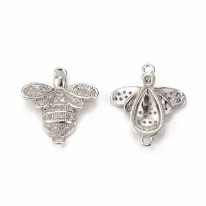 Brass Micro Pave Cubic Zirconia Connector Charms