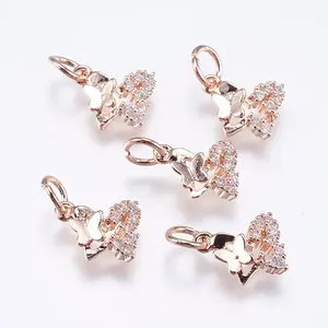 Brass Micro Pave Cubic Zirconia Charms