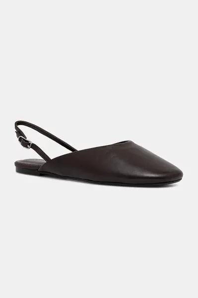 Kožené baleríny Calvin Klein OBLIQUE BALLERINA SLINGBACK LTH