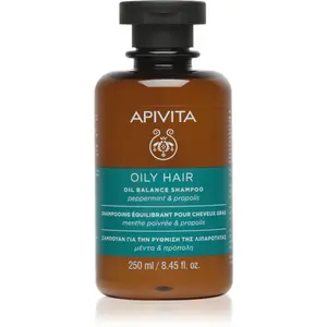 Apivita Oily Hair Oil Balance Shampoo hĺbkovo čistiaci šampón pre mastnú pokožku hlavy pre posilnenie a lesk vlasov 250 ml