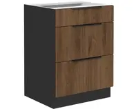 Dolná zásuvková kuchynská skrinka Monza, 60 cm, orech/čierna%