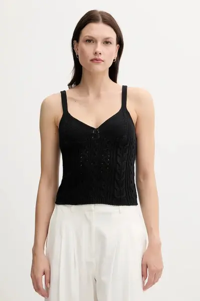 Bavlněný top United Colors of Benetton černá barva, 101TDH01B