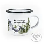 Smaltovaný hrnek Své štěstí měřím výškovými metry