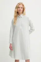 Lněné šaty Answear.LAB zelená barva, mini, oversize
