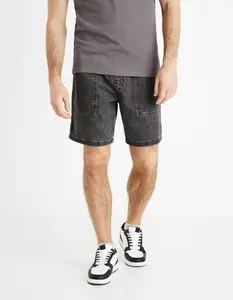Celio Čierne pánske džínsové kraťasy Celie Domalobm4