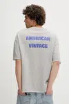 Tričko American Vintage pánské, šedá barva, s potiskem, MZOF02AE25