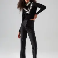 Trendyol čierne široké nohavice tkané