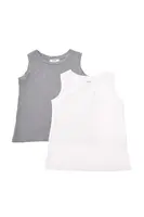 Trendyol White-Grey 2-Pack Boy's Basic Knitted Singlet