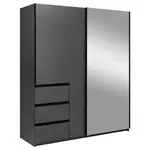 MID.YOU ŠATNÍ SKŘÍŇ S POSUVNÝMI DVEŘM, barvy grafitu, 175/210/61,5 cm