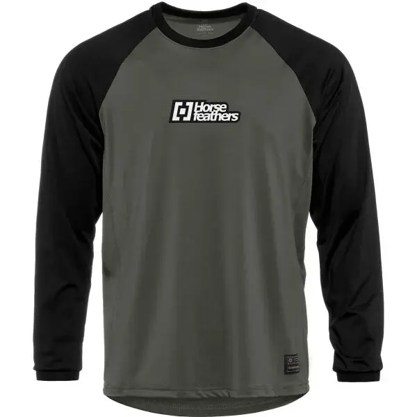 Horsefeathers SPIKE LS Pánsky cyklistický dres, tmavo zelená, veľkosť