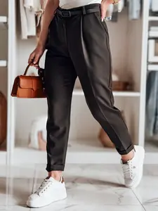 Elegantné dámske nohavice s plisovaním a opaskom