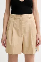 Kraťasy Bally dámské, béžová barva, high waist, WTR037