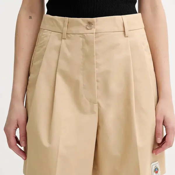 Kraťasy Bally dámské, béžová barva, high waist, WTR037