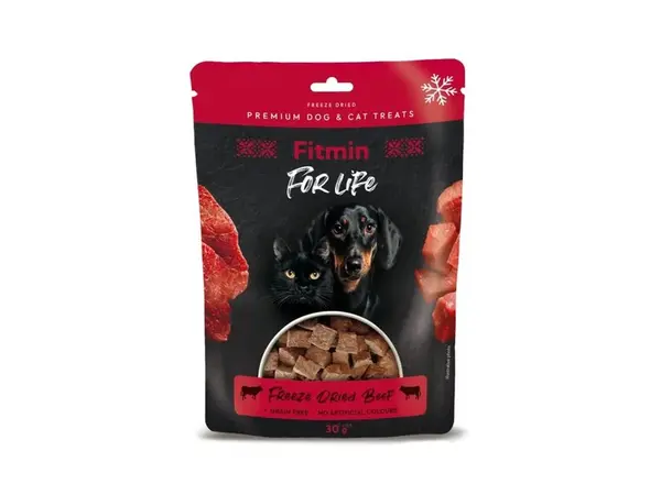 Fitmin For Life dog &amp; cat mrazom sušené mäso Beef 10x30g