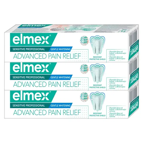 ELMEX Sensitive Professional Gentle Whitening Advanced Pain Relief zubní pasta pro citlivé zuby 3 x 75 ml