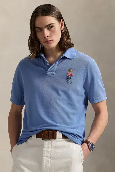 Bavlněné polo tričko Polo Ralph Lauren modrá barva, 710969629