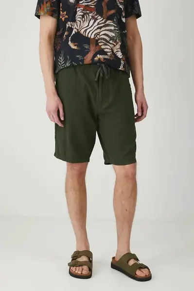 Šortky s příměsí lnu Medicine zelená barva