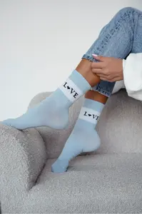 Dámské bavlněné ponožky LOVE modré