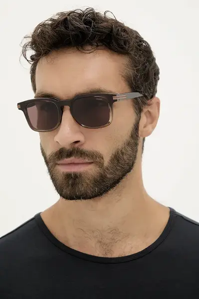 Sluneční brýle Zegna pánské, hnědá barva, EZ0230_5050E