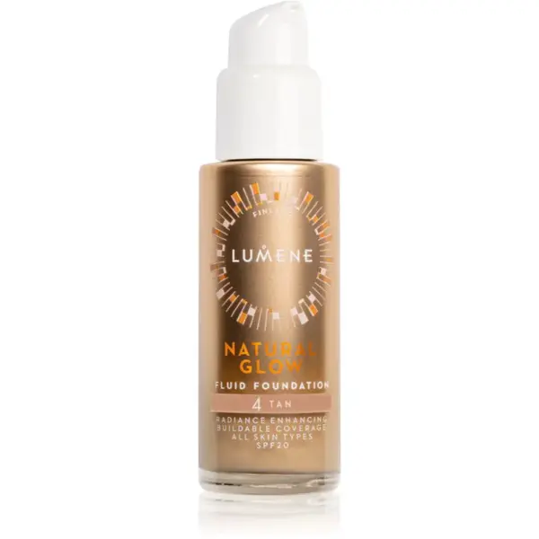 Lumene Natural Glow rozjasňujúci make-up pre prirodzený vzhľad SPF 20 odtieň 4 Tan (Neutral) 30 ml