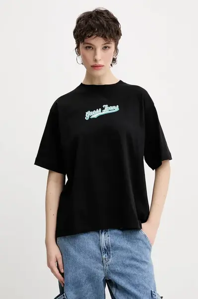 Bavlněné tričko Guess Jeans černá barva, W5GI29 K8HM0