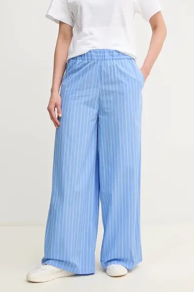 Bavlněné kalhoty MAX&Co. dámské, modrá barva, široké, high waist, 2516131094200