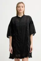 Šaty s příměsí hedvábí ISABELLE BLANCHE černá barva, mini, oversize, IS25SS-A078-T018