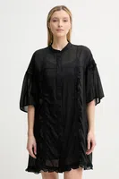 Šaty s příměsí hedvábí ISABELLE BLANCHE černá barva, mini, oversize, IS25SS-A078-T018