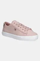 Tenisky Tommy Hilfiger VULC CANVAS LACE UP SNEAKER růžová barva, FW0FW08647