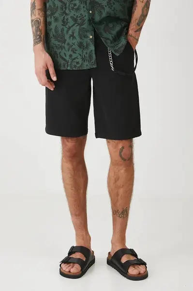 Džínové šortky Medicine pánské, černá barva