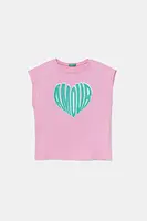 Dětské bavlněné tričko United Colors of Benetton růžová barva, 3JERC10PB