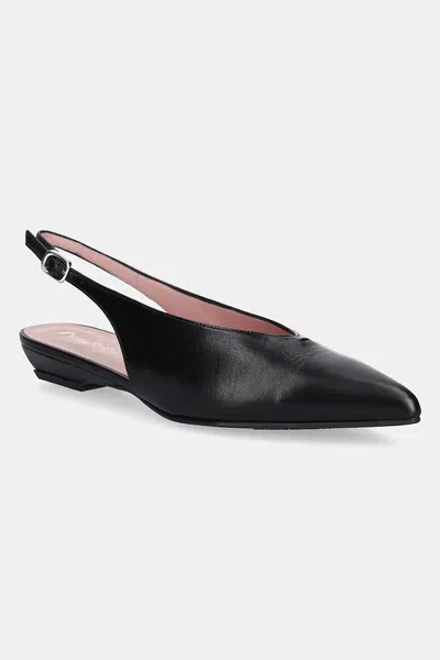Kožené baleríny Pretty Ballerinas Kamala černá barva, s odkrytou patou, 52178_A