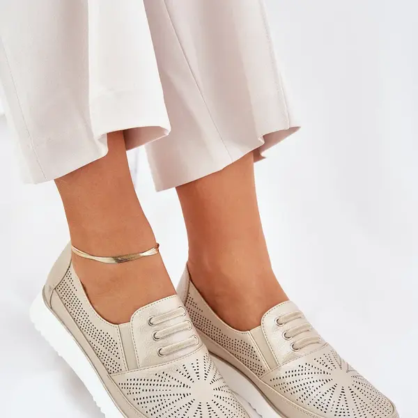 Boto Dámske Polobotky Nazúvacie S Dierovaním Zlaté Azethia