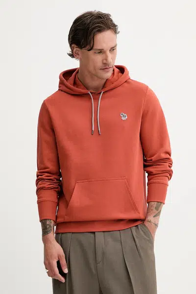 Bavlněná mikina PS Paul Smith pánská, oranžová barva, s kapucí, hladká, M2R-284SZ-T21116