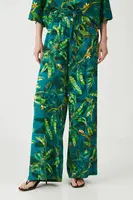 Kalhoty Medicine dámské, zelená barva, široké, medium waist