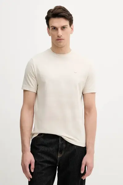 Bavlněné tričko United Colors of Benetton pánské, béžová barva, 3M4WU1088