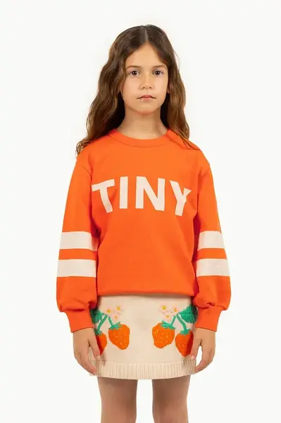 Dětská bavlněná mikina Tinycottons STRIPES LOGO SWEATSHIRT oranžová barva, s potiskem, SS25-155