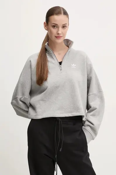 Mikina adidas Originals Essential dámská, šedá barva, hladká, IY9681