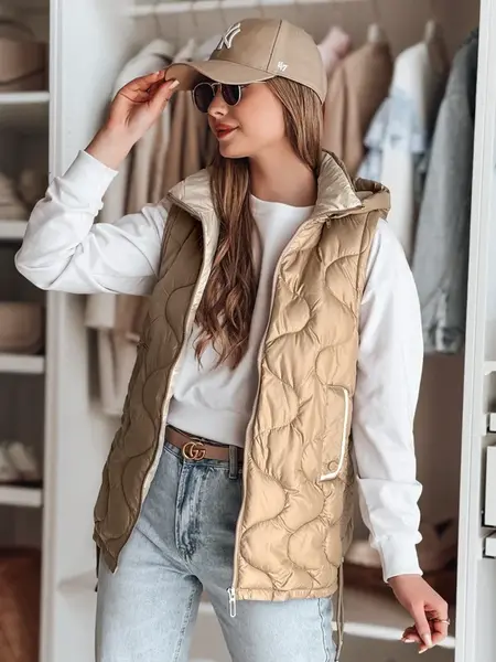 Kamizelka damska przejściowa pikowana VESOLITA kamelowa Dstreet