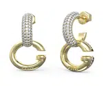 Guess Pozlacené kruhové náušnice s krystaly Oh My G JUBE04521JWYGT/U