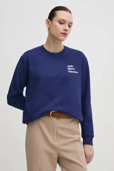 Mikina Drivemebikini Sole Mare dámská, tmavomodrá barva, s potiskem, 2024-DMBS-018-NV