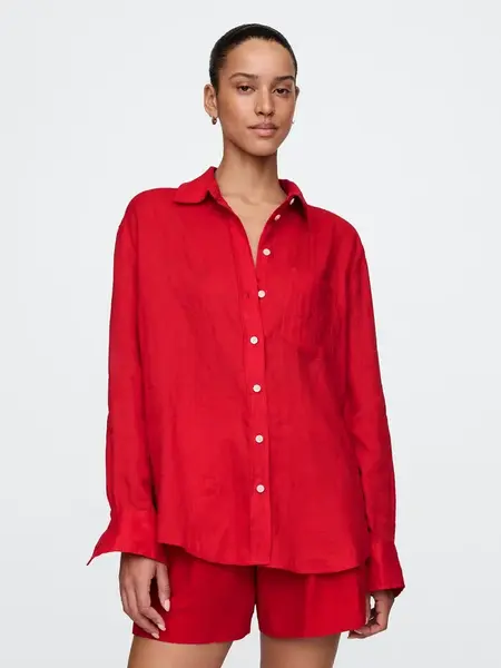 GAP Lněná oversize košile Big Shirt - Dámské