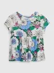 Zeleno-biele dievčenské kvetované tričko GAP