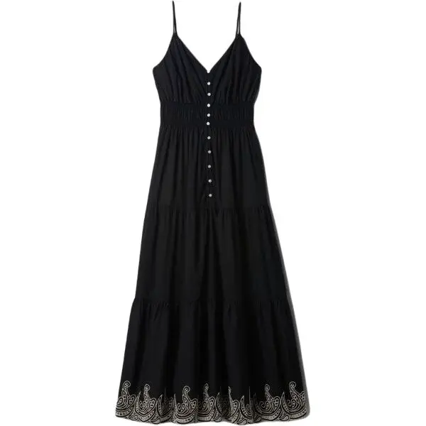 GAP TIERED MAXI Dámske šaty, čierna, veľkosť