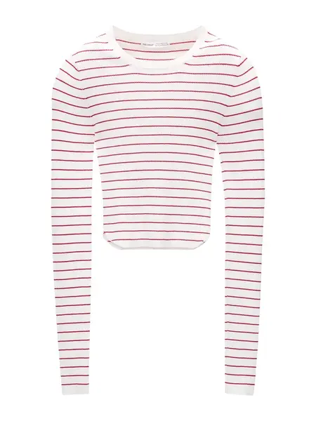 Pull&Bear Sveter  karmínovo červená / biela