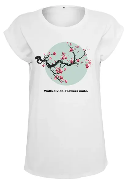 Merchcode Tričko 'Flowers Unite'  dymovo modrá / brusnicová / čierna / biela