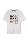 Dětské bavlněné tričko BOSS bílá barva, s potiskem, J52038